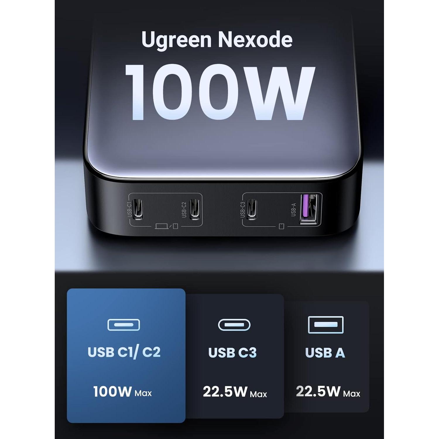 Estación de Carga UGREEN Nexode 100W 4 Puertos USB C