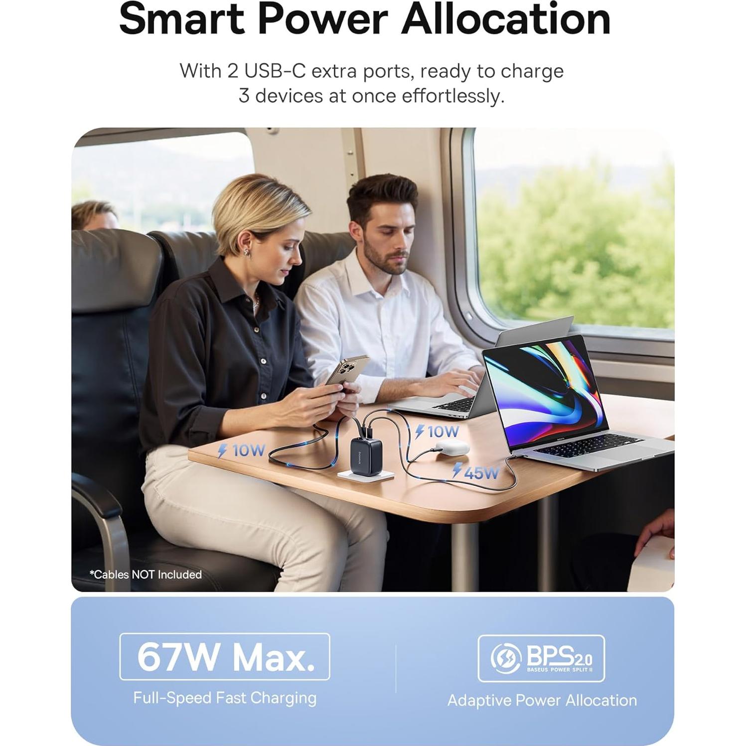 Cargador Retráctil USB C Baseus Enercore CJ11 67W 3 en 1