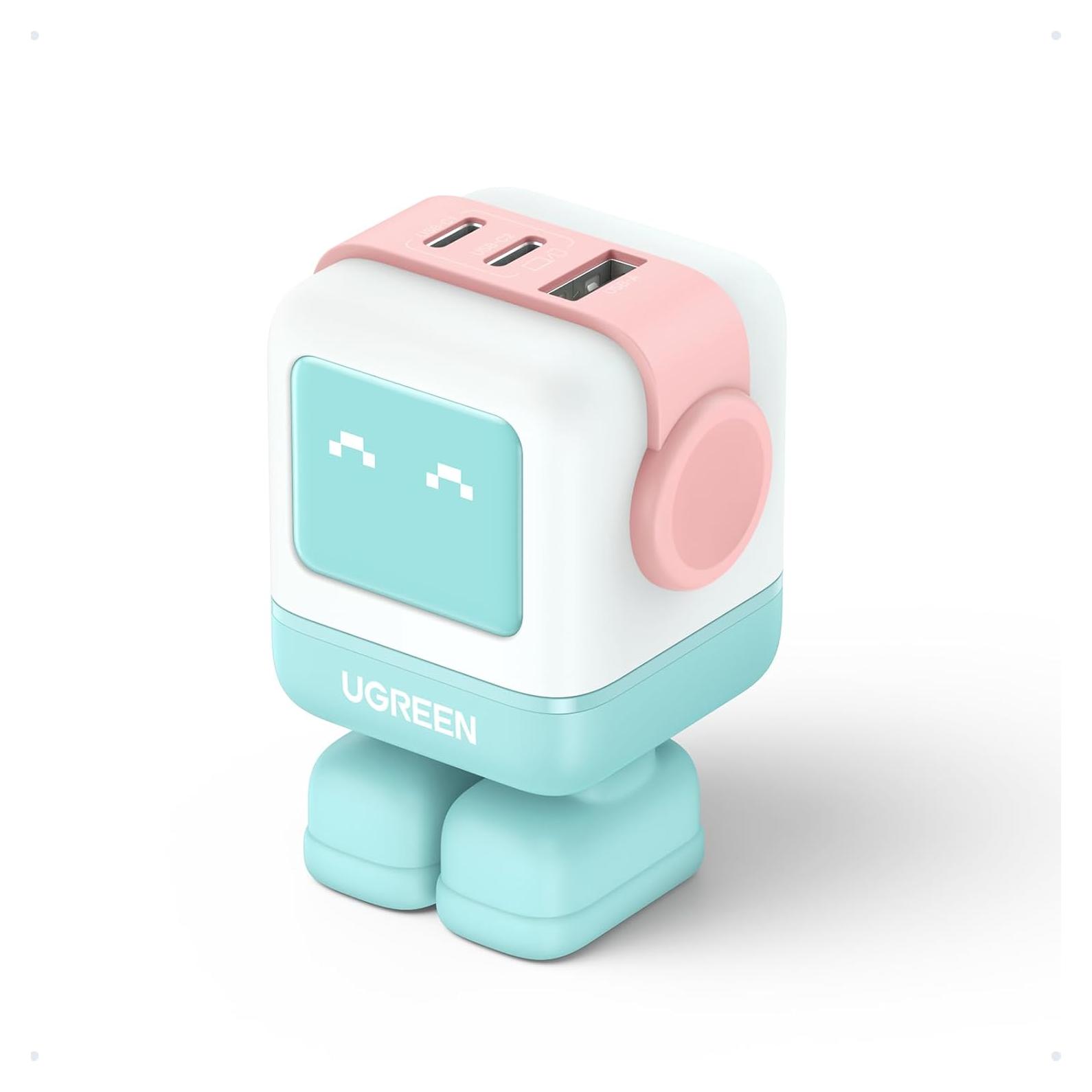 Cargador UGREEN Uno 65W USB-C 3 Puertos Robot Compacto