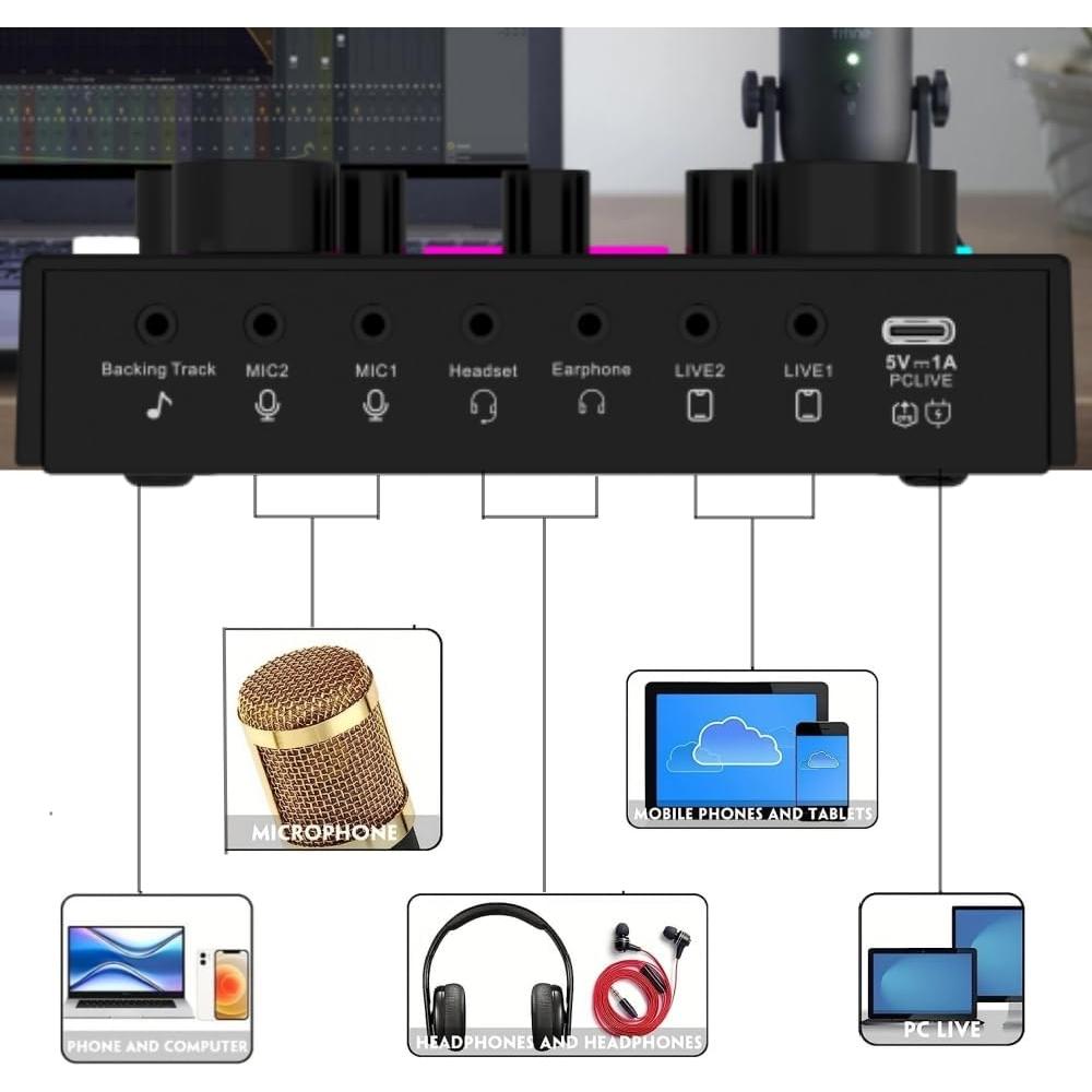 Paquete de Podcast para 2 Personas sktome V8MAX - Micrófonos y Mezclador