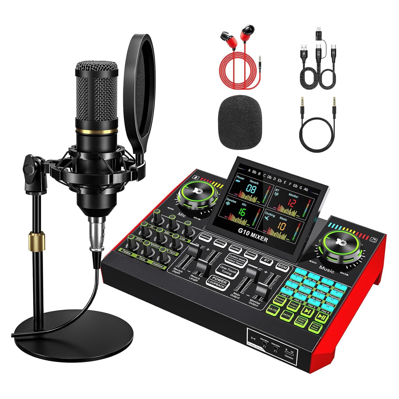 Paquete de Micrófono BM800 con Mezclador G10 para Podcast