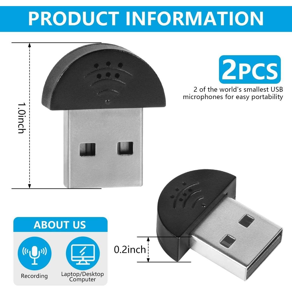 Micrófono Mini USB KISEER 2 Pcs para PC y Laptop - Conectar y Usar