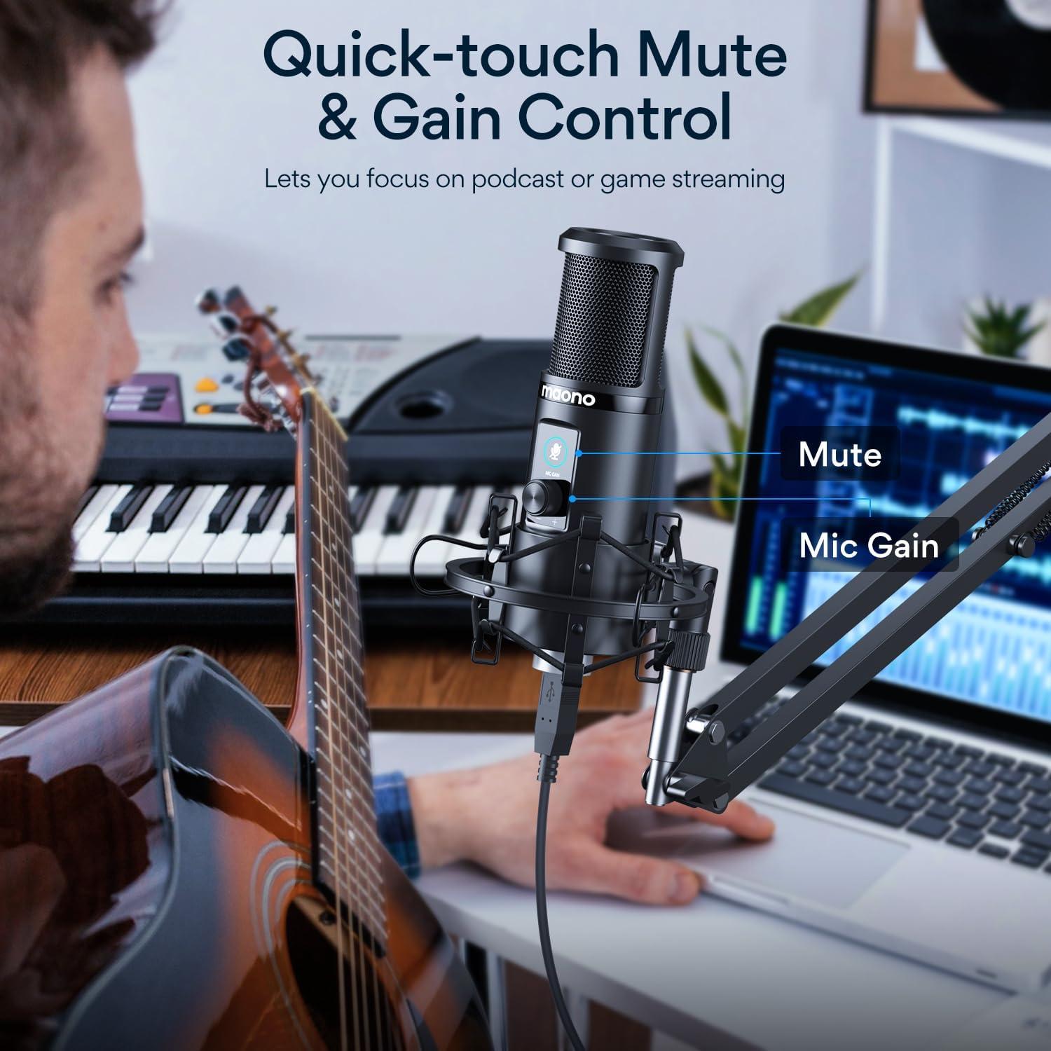 Micrófono USB MAONO PM421 192kHz/24bit Condensador Profesional