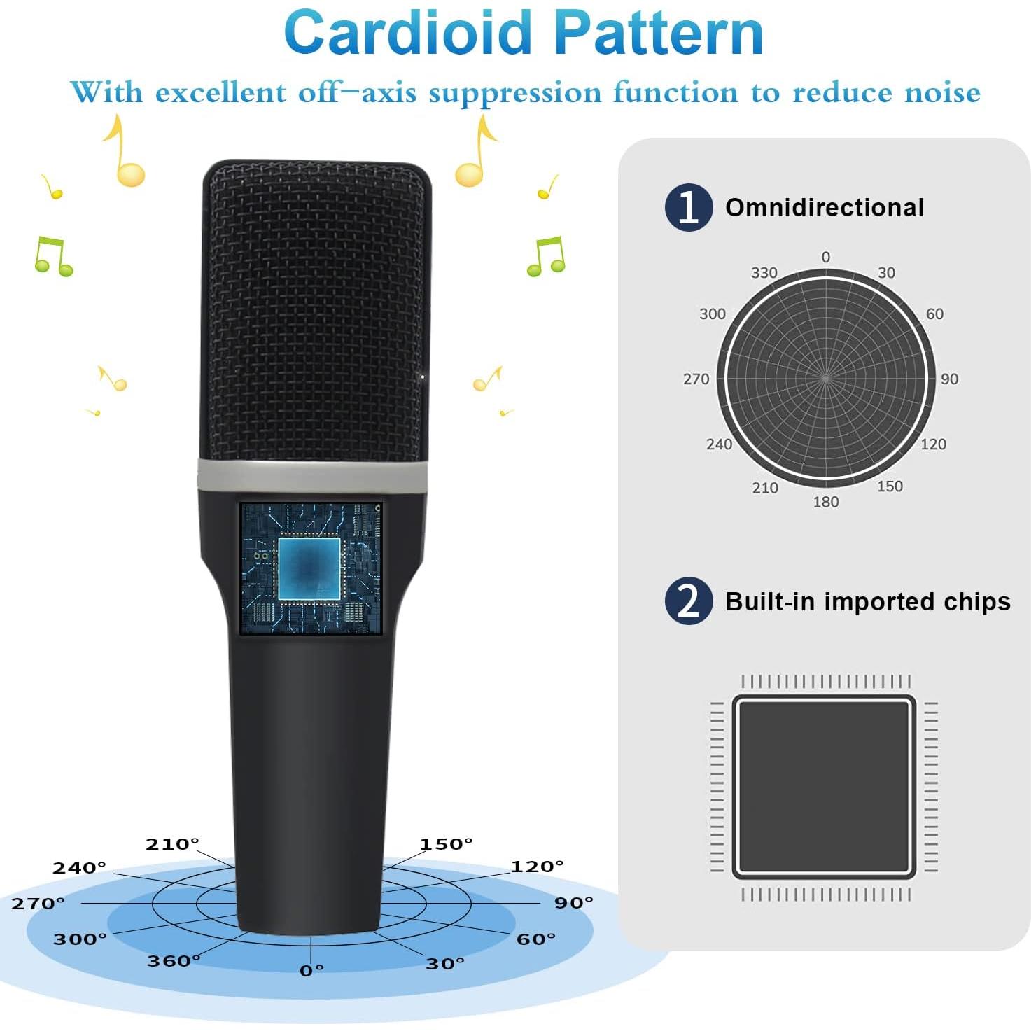 Micrófono USB YOTOMIGUO Q5 para Gaming y Podcasting, Cardioide