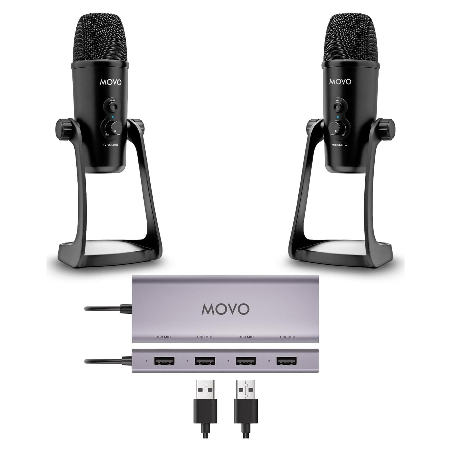 Kit de Podcasting Movo UMX-1 con 2 Micrófonos UM700 USB