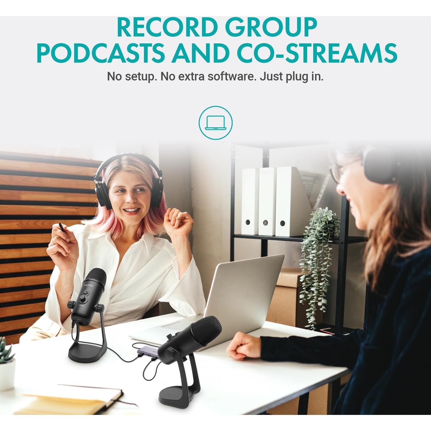 Kit de Podcasting Movo UMX-1 con 2 Micrófonos UM700 USB