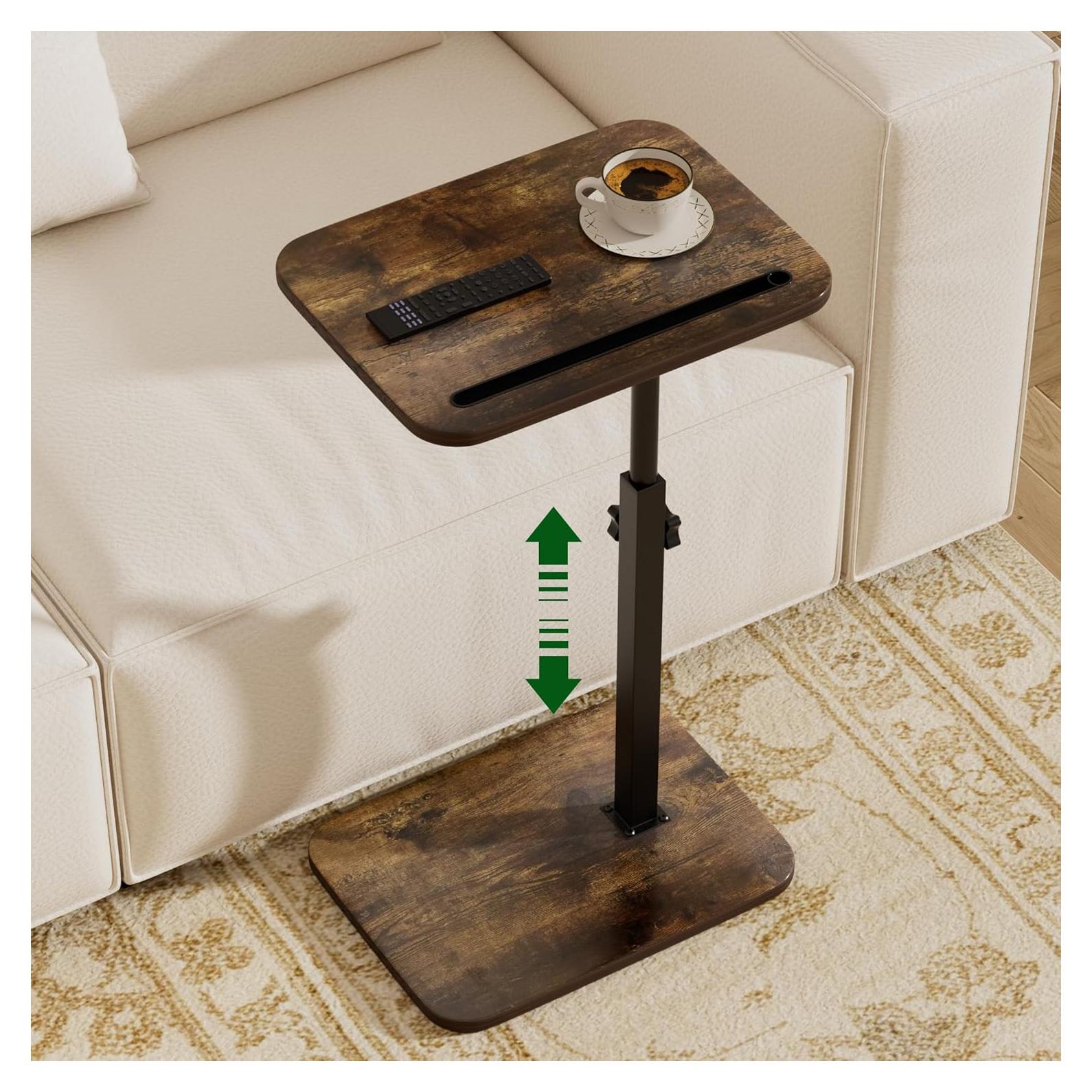 Mesa lateral ajustable Promitop PT-C para sofá 66 cm madera rústica