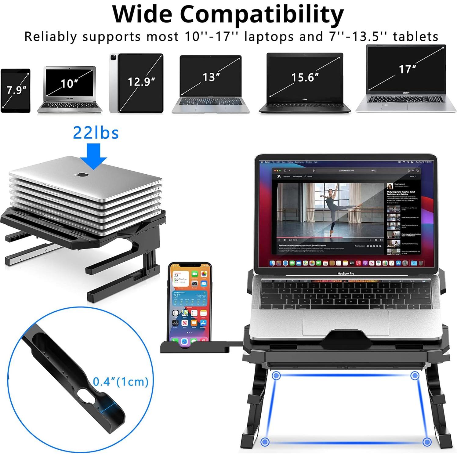 Soporte para Laptop AboveTEK Ajustable 20 Ángulos 10-17" Negro