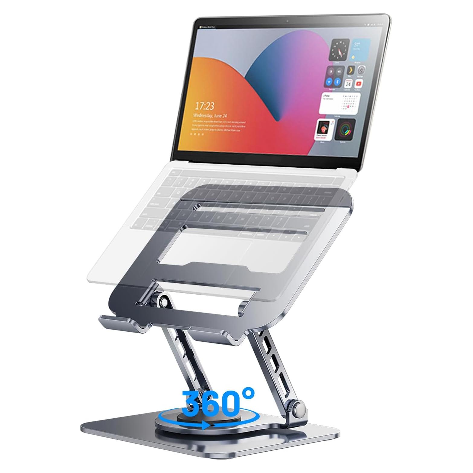 Soporte Ajustable para Laptop 21" Carbono Refinado Plata