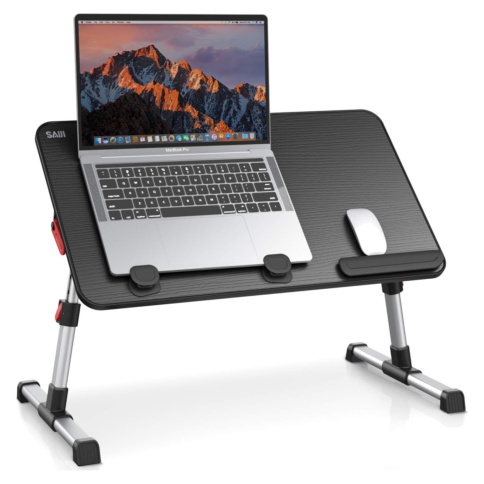 Mesa de Laptop Ajustable SAIJI Plegable Negra 52.1x30 cm