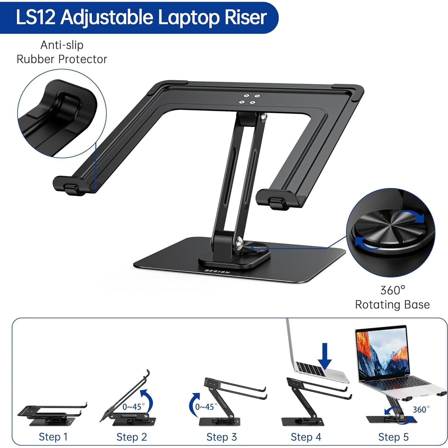 Soporte para Laptop BESIGN LS12 Ergonómico Ajustable 10-14"