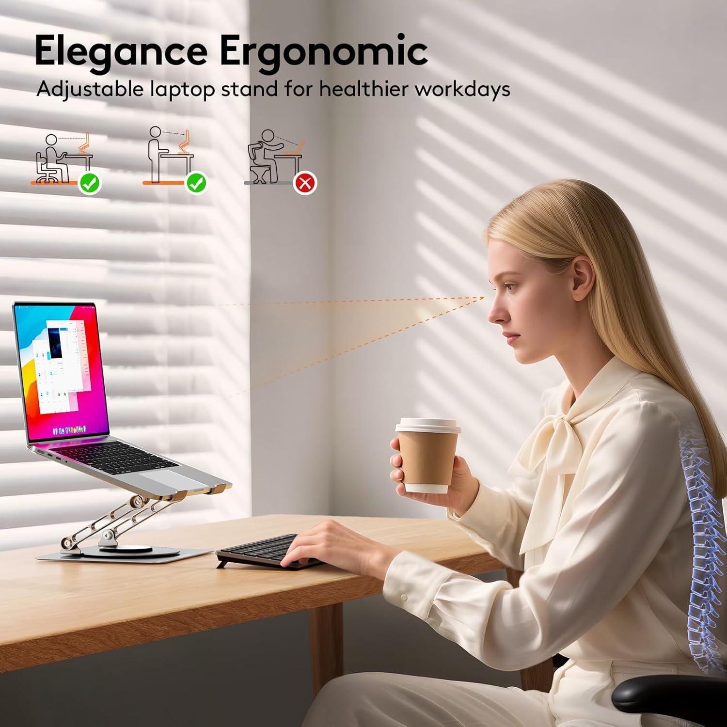 Soporte para Laptop TECKNET Ergonómico Plegable 10-17" Plata