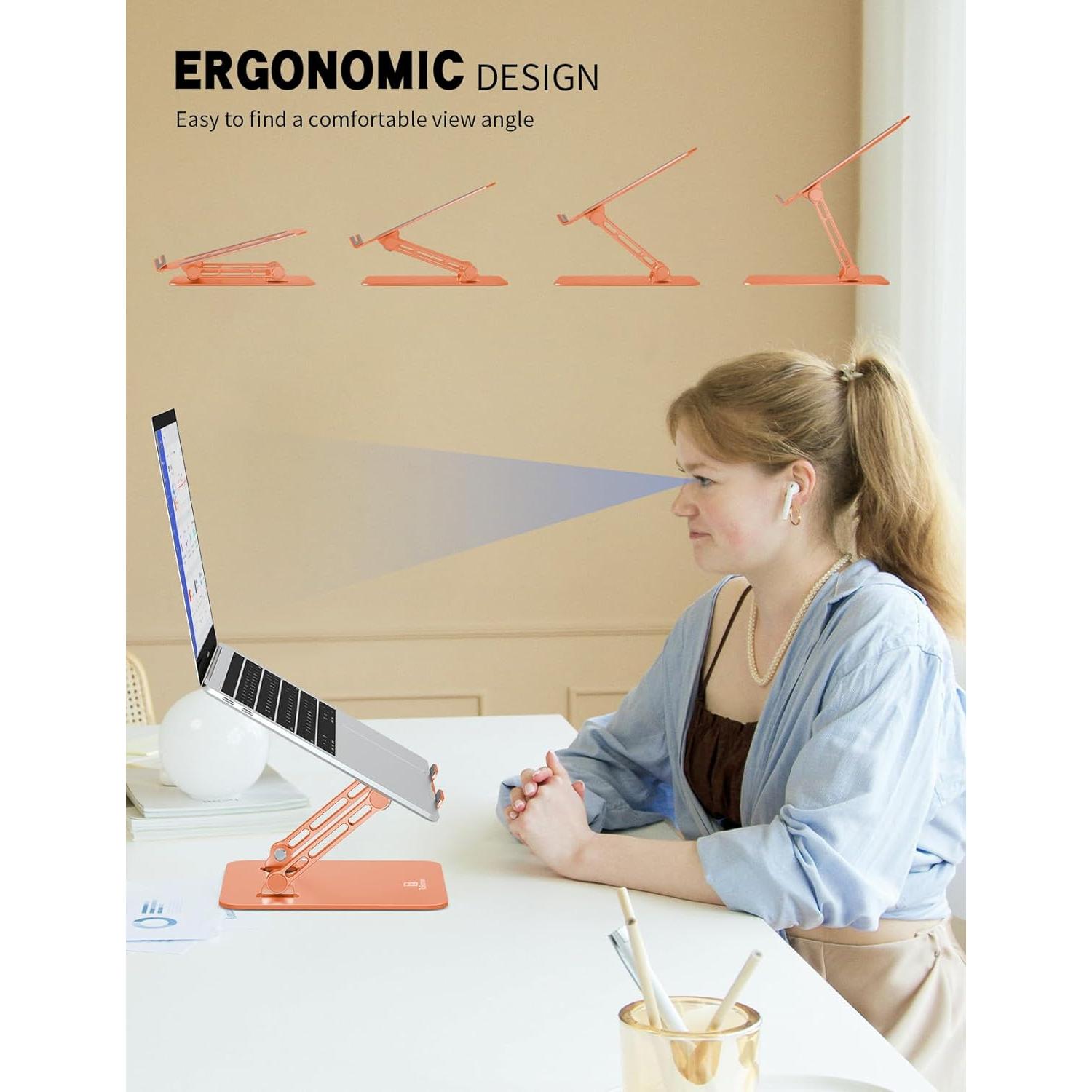 Soporte para Laptop ToBeoneer Ajustable Ergonómico Naranja