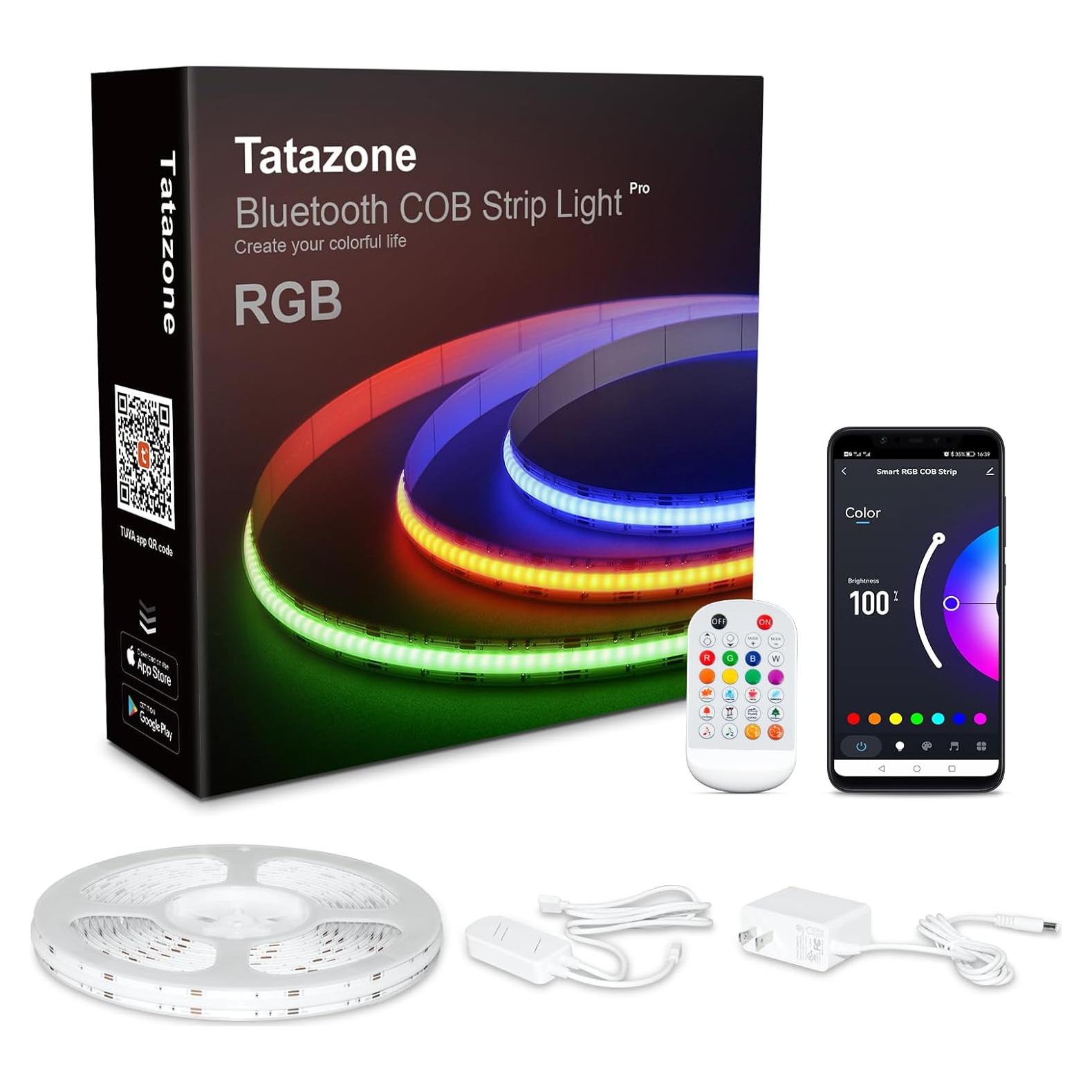Tira de Luz LED COB RGB Tatazone 1.5m Control Remoto Bluetooth