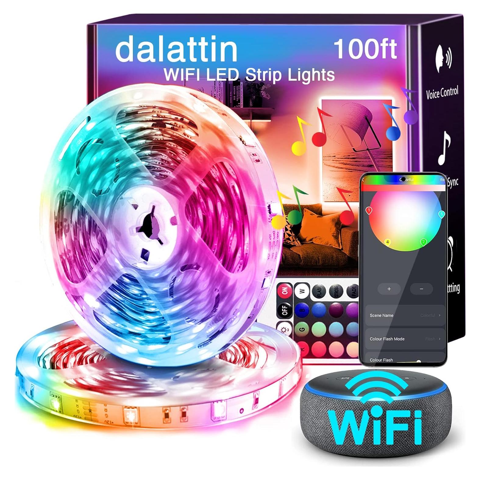Luces LED WiFi Inteligentes dalattin 30.48m RGB Control Voz