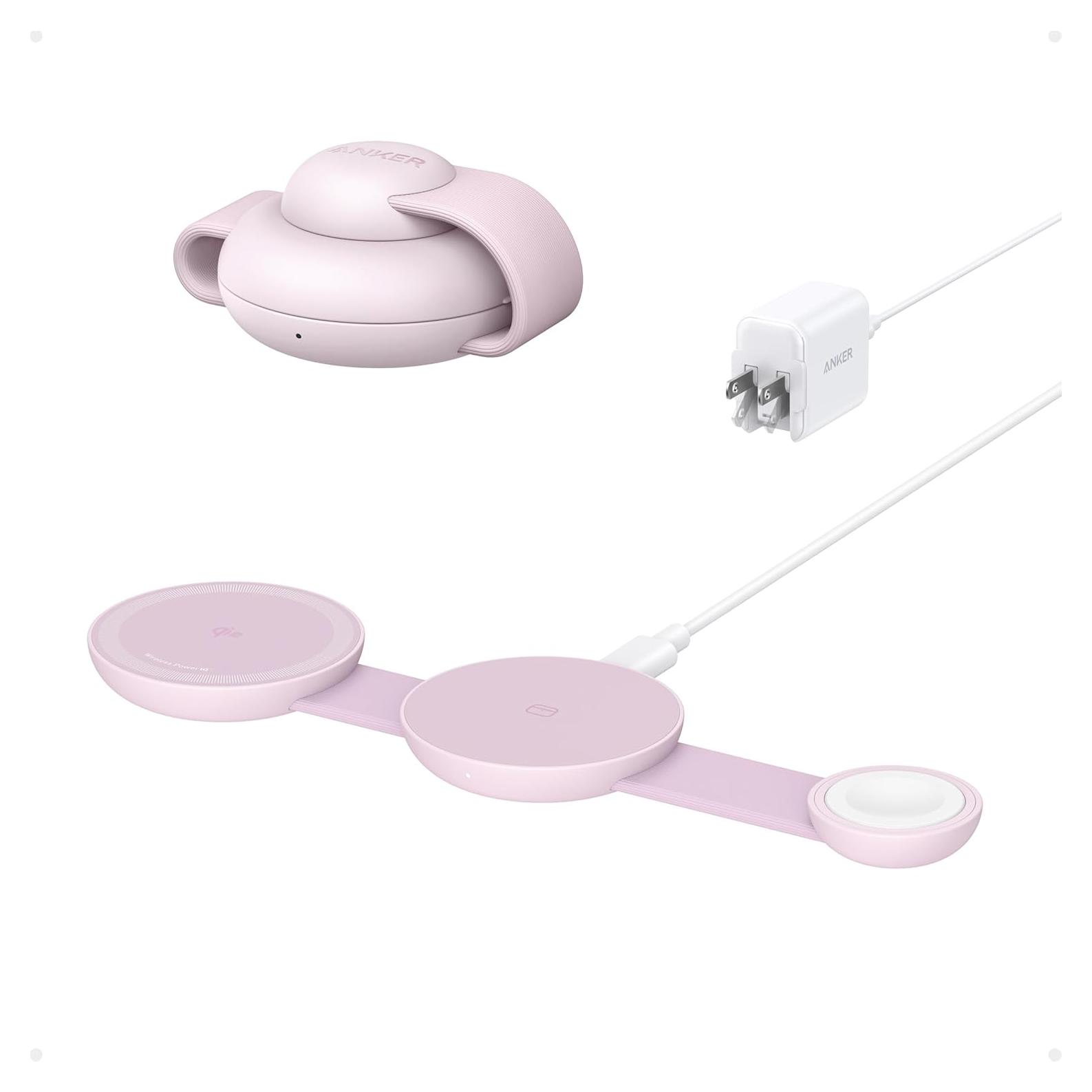 Cargador Inalámbrico 3-en-1 Anker MagGo UFO 15W Rosa