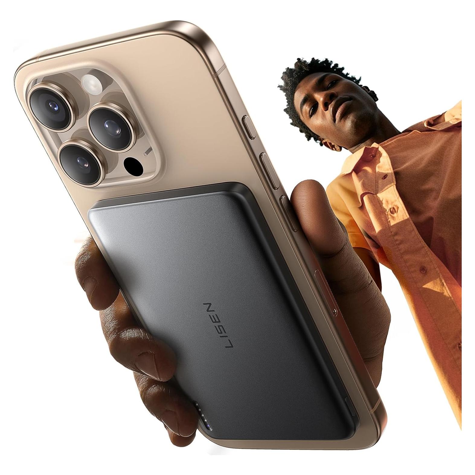 Cargador Portátil Inalámbrico LISEN 5000mAh MagSafe Gris