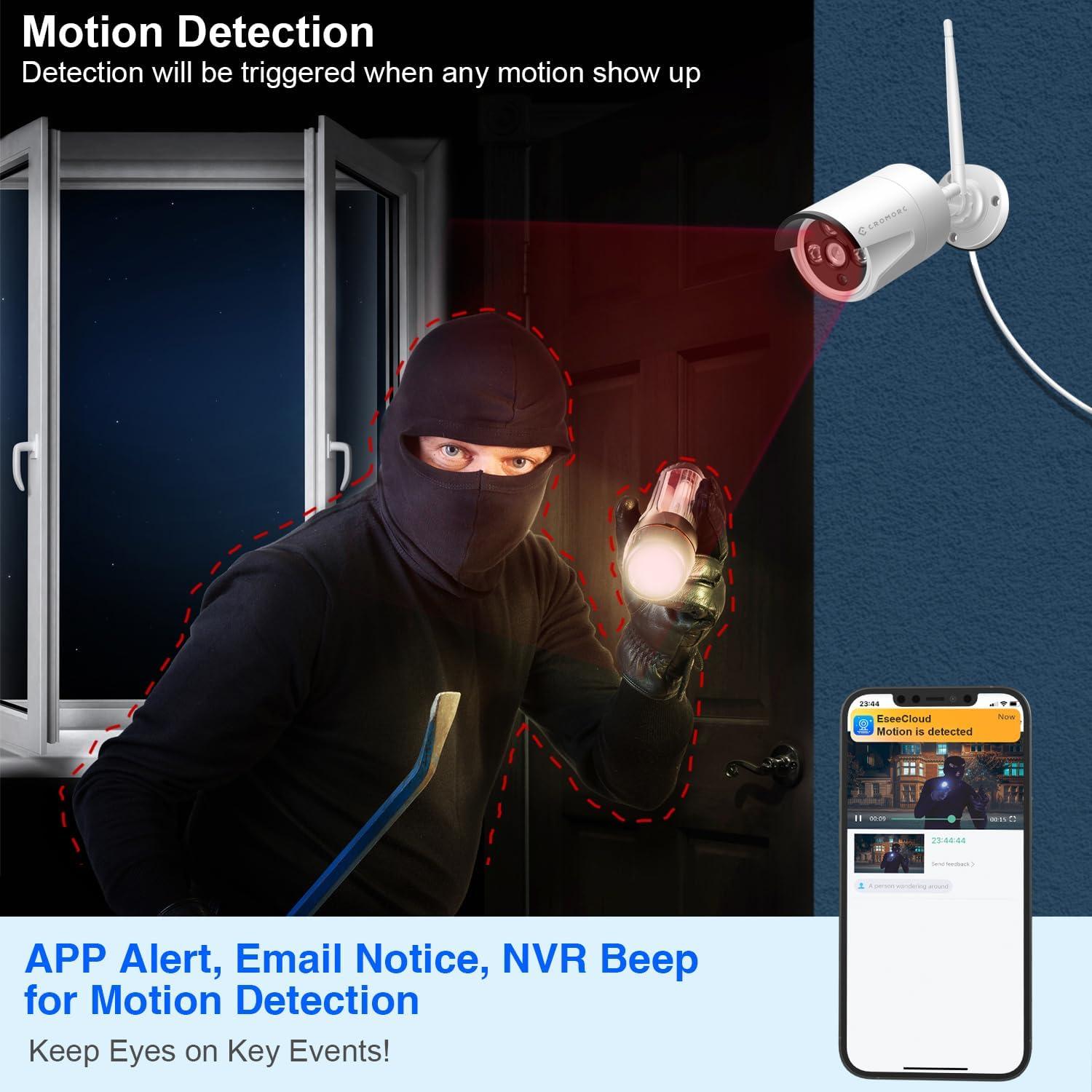 Sistema de Cámara de Seguridad Inalámbrica Cromorc 10CH 5MP