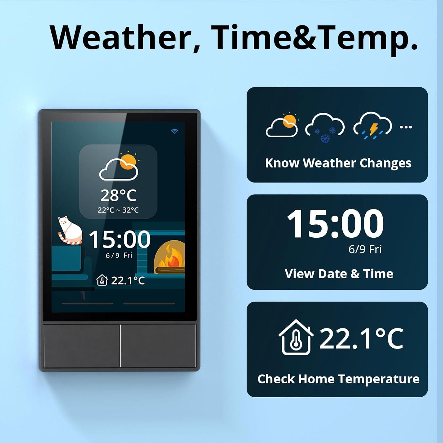 Interruptor Inteligente SONOFF NSPanel 240V Táctil Negro