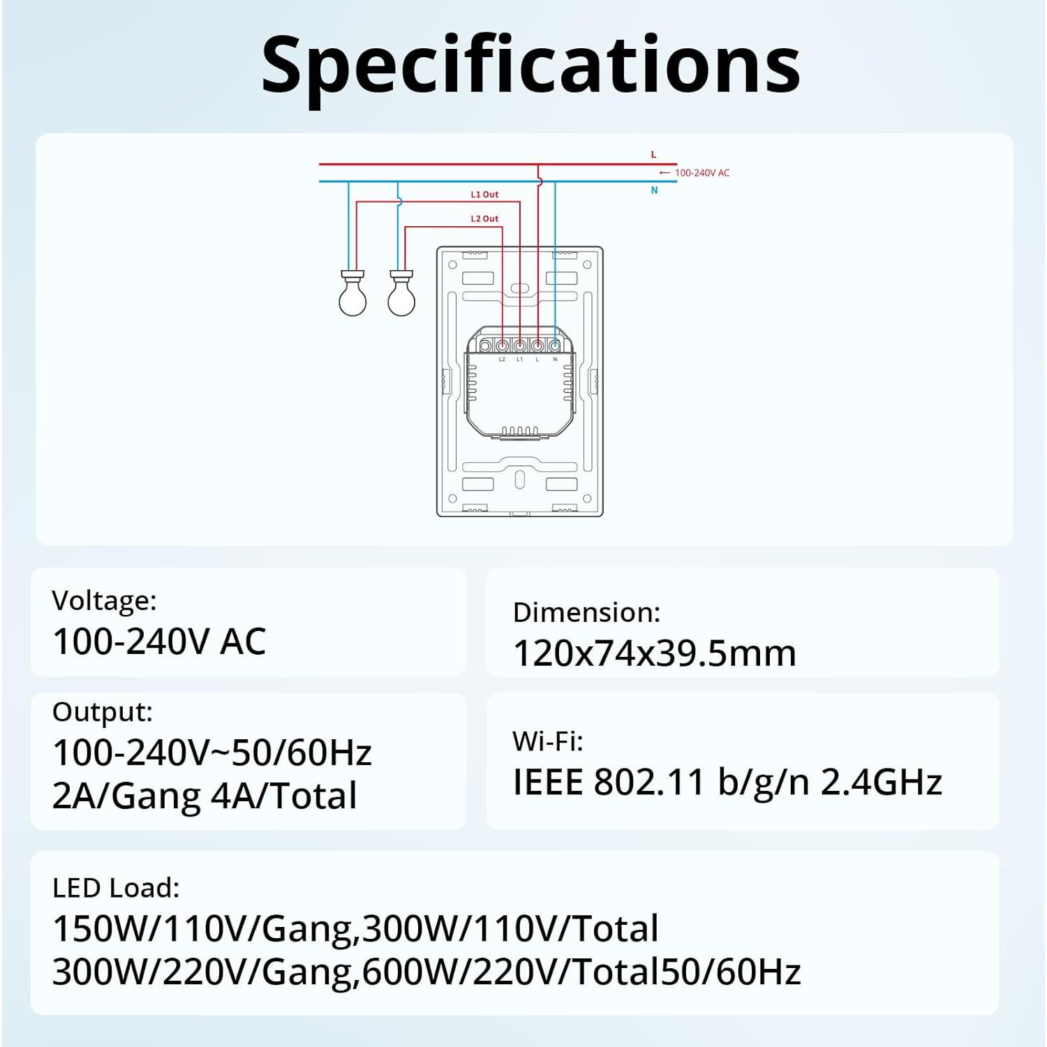Interruptor Inteligente SONOFF NSPanel 240V Táctil Negro