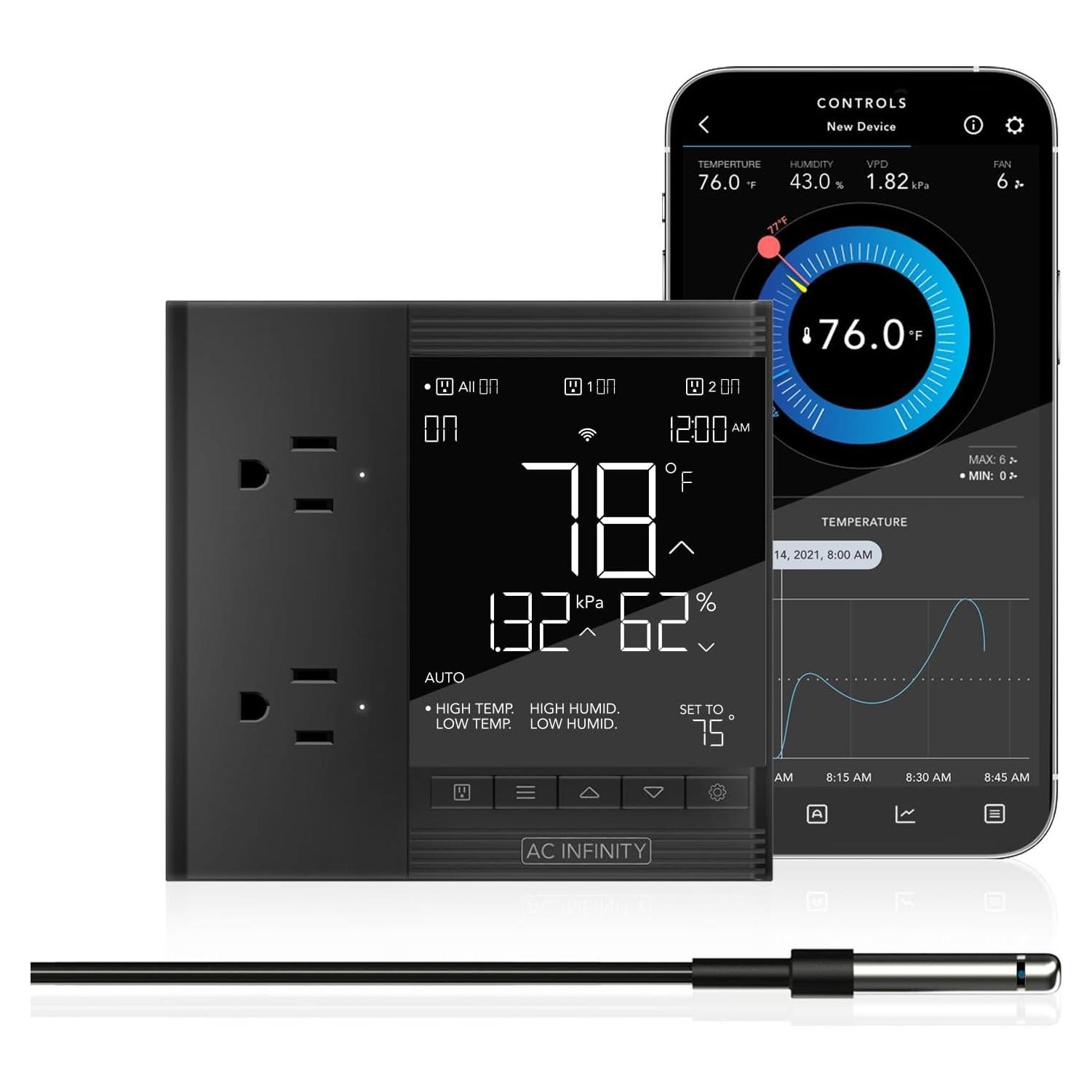 Controlador AC Infinity 75 PRO WiFi para 2 Dispositivos