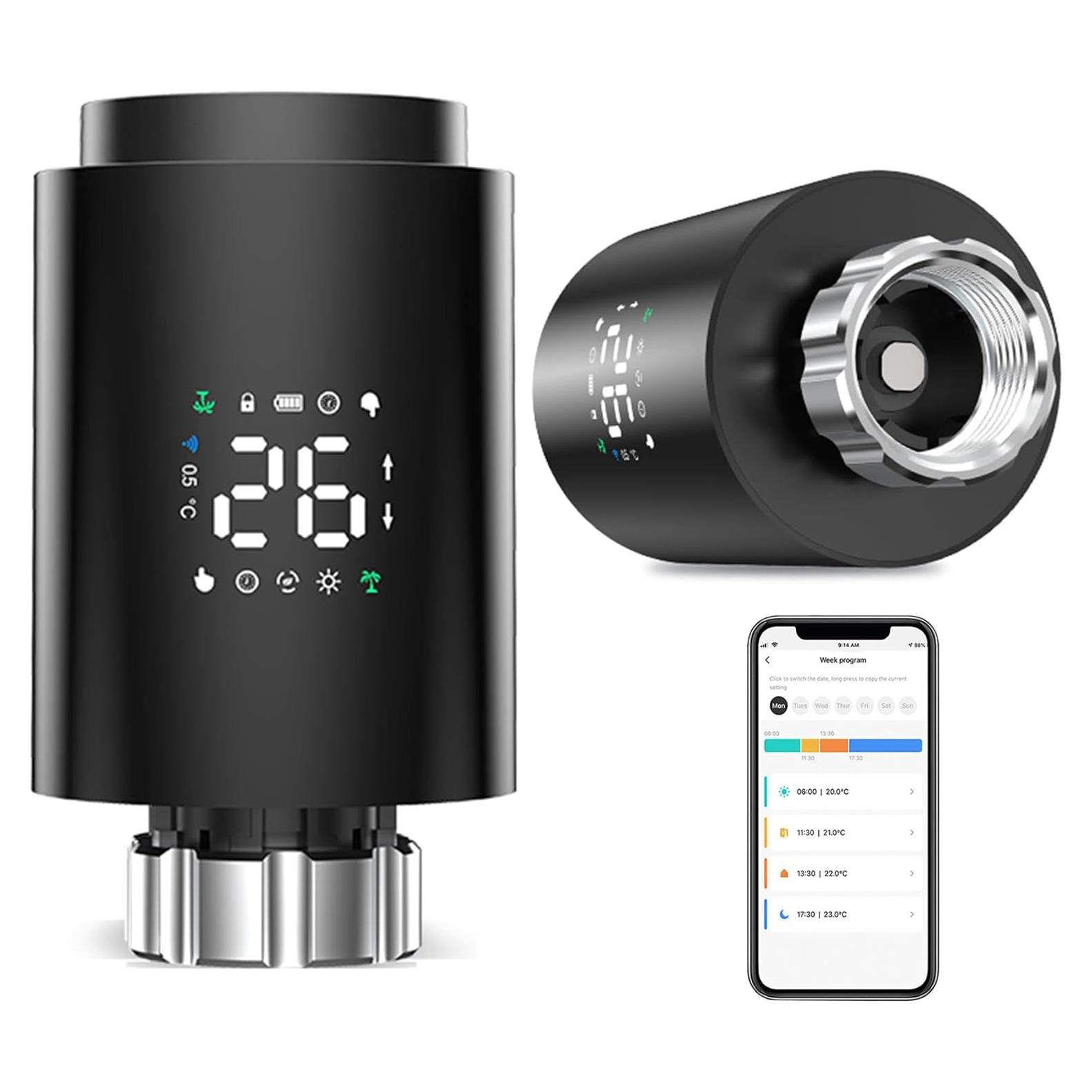 Válvula Termostática Inteligente SENCKIT Zigbee Negro