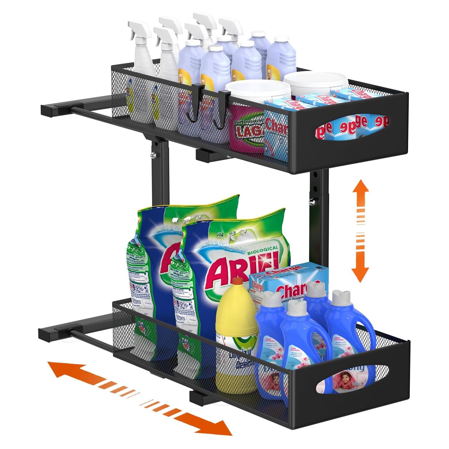 Organizador Bajo Fregadero Housolution 2 Niveles Ajustable Negro