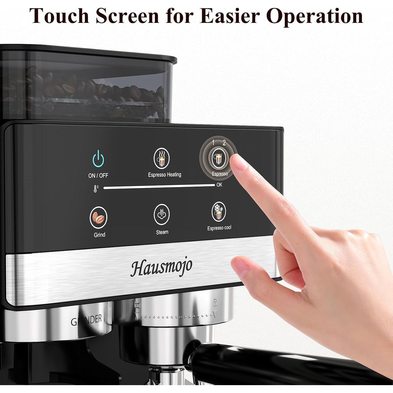 Cafetera Espresso Hausmojo 20Bar con Molinillo y Espumador