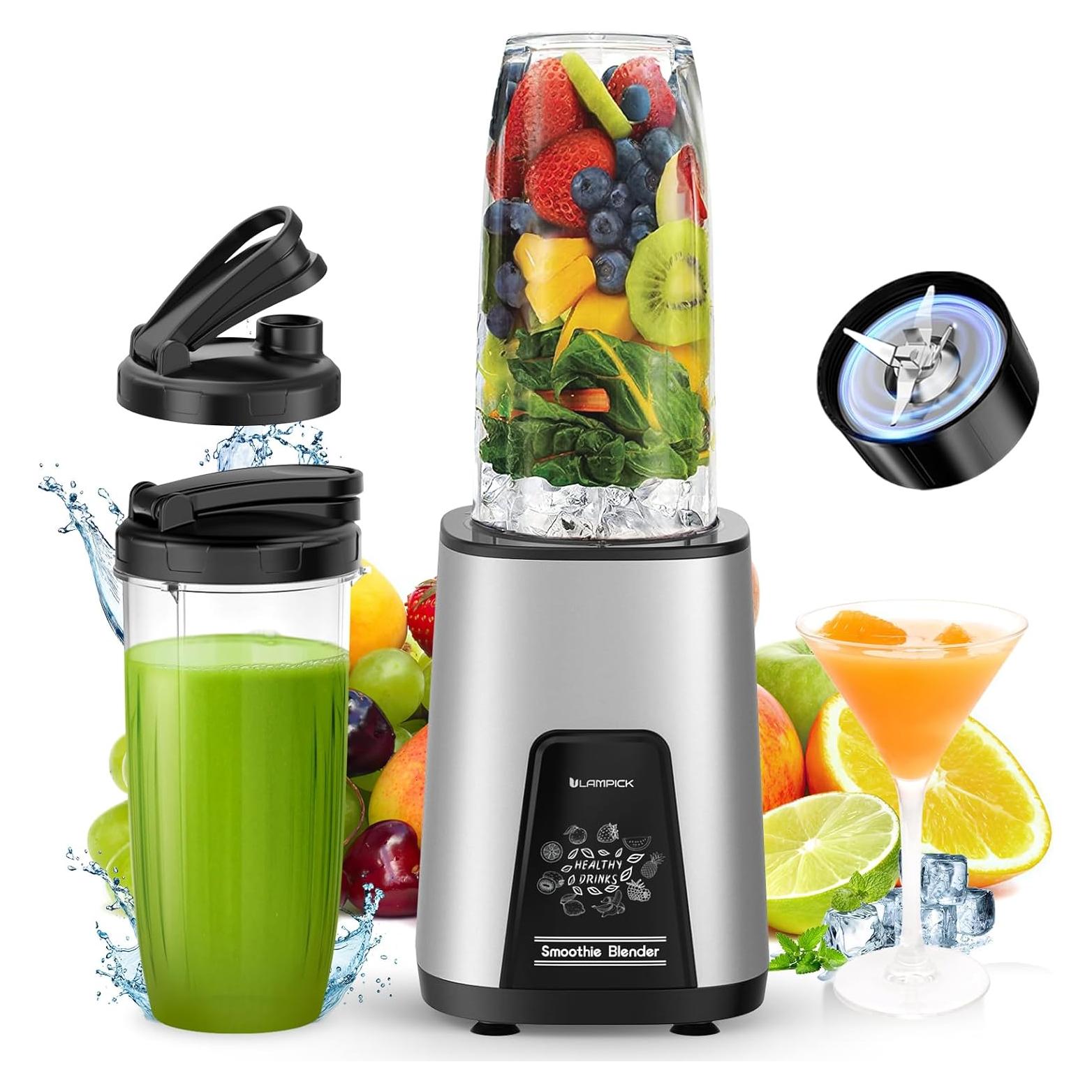 Batidora Personal LAMPICK 900W con 2 Tazas 650ml Sin BPA