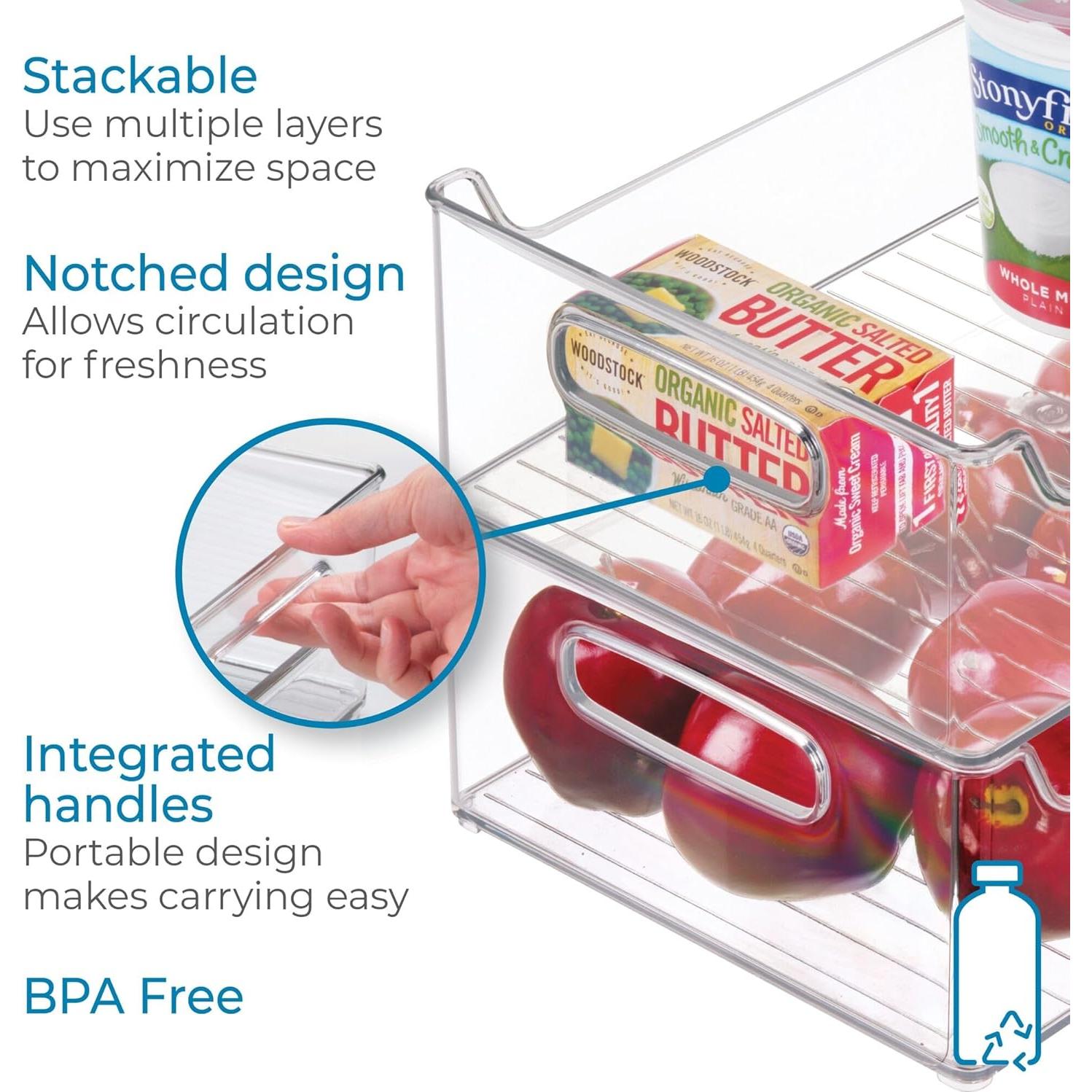 Contenedor de Almacenamiento de Plástico iDesign - Juego de 2, 36.8x12.7x12.7 cm, Transparente