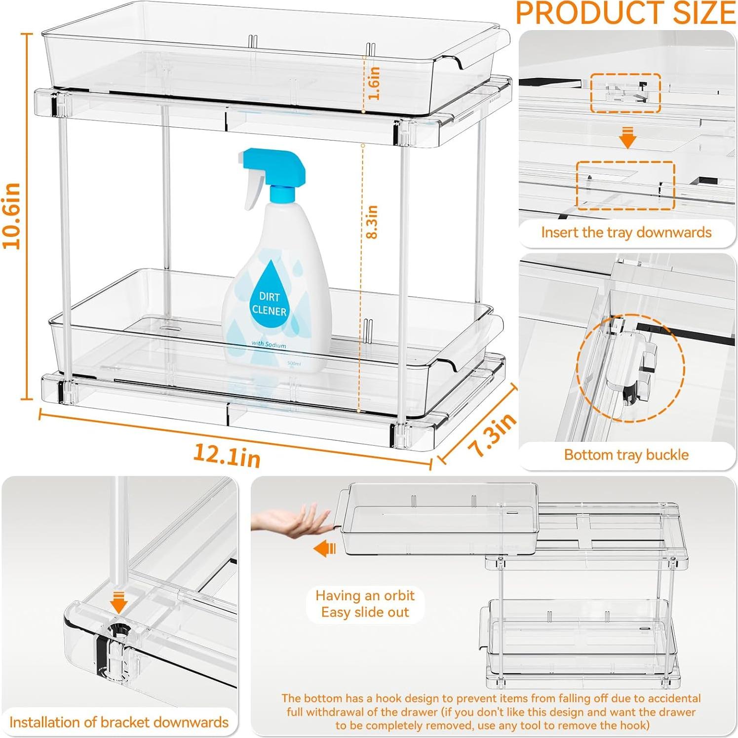 Organizador de Cajones Extraíbles Yieach 4 Piezas Acrílico