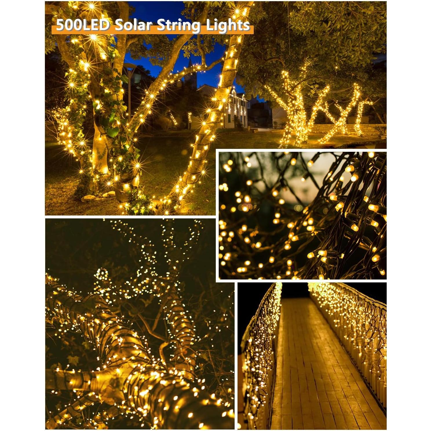 Luces de Cadena Solares 500LED Yuhuayang 54.86m IP65 8 Modos