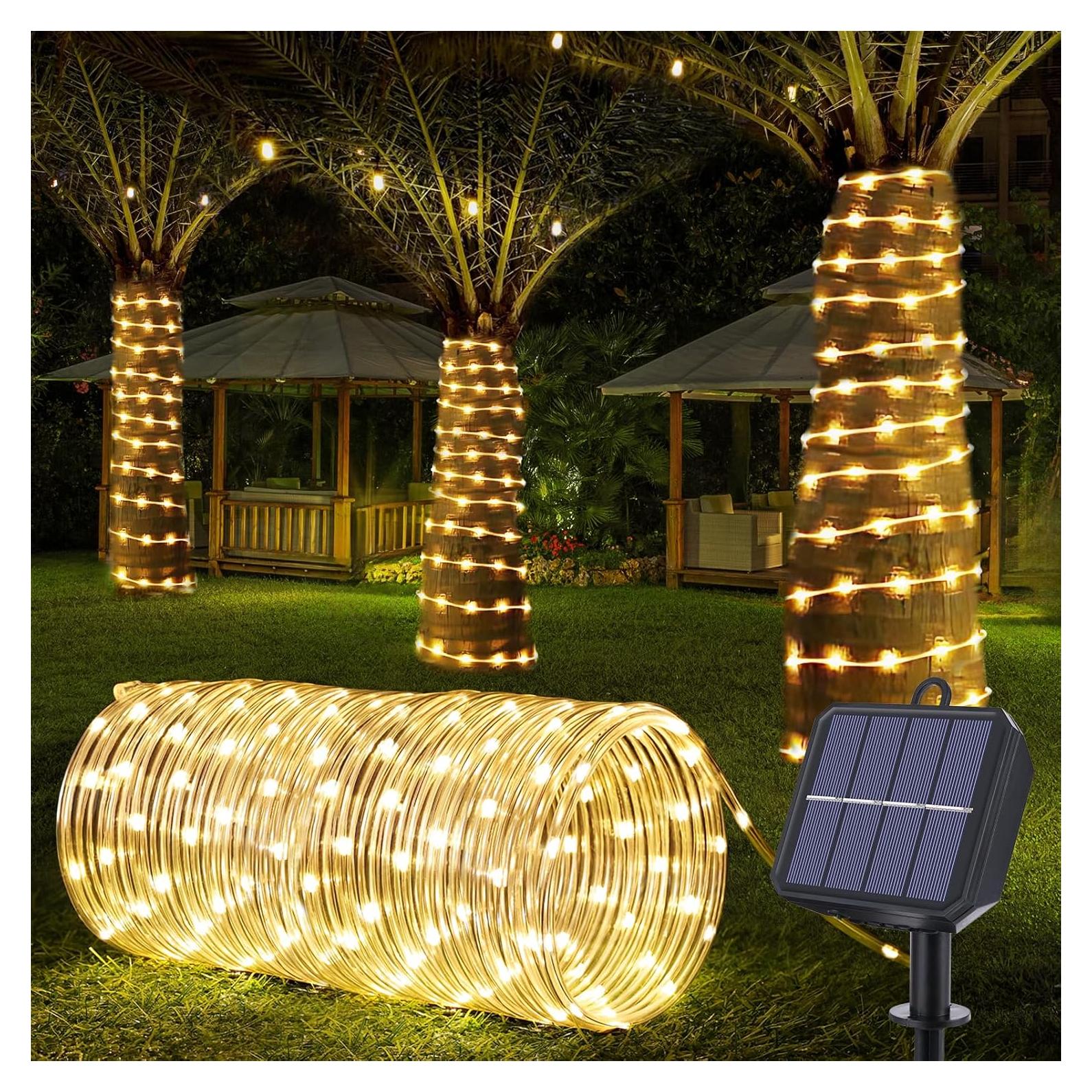 Luces de Cuerda Solares 20m 200LED Jnaurb Blanco Cálido