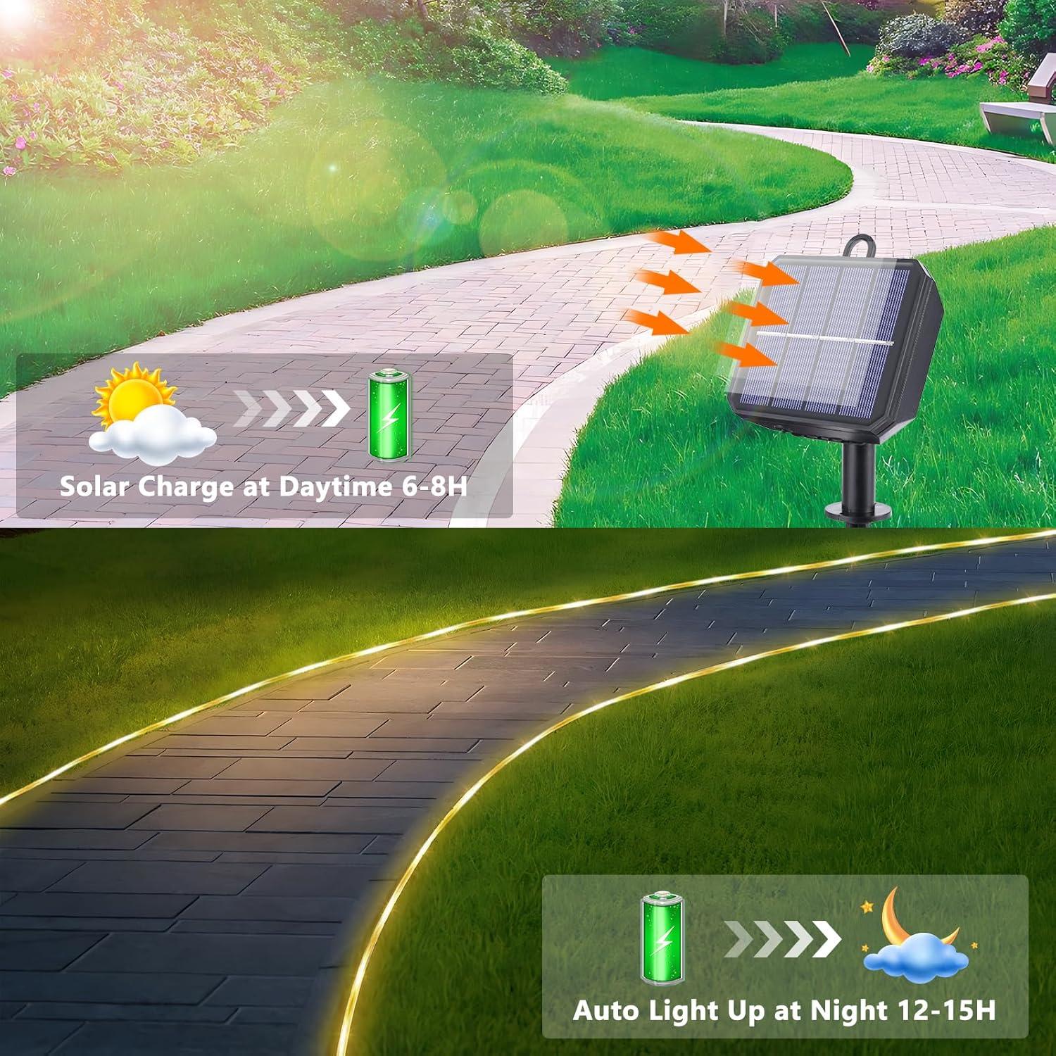 Luces de Cuerda Solares 20m 200LED Jnaurb Blanco Cálido