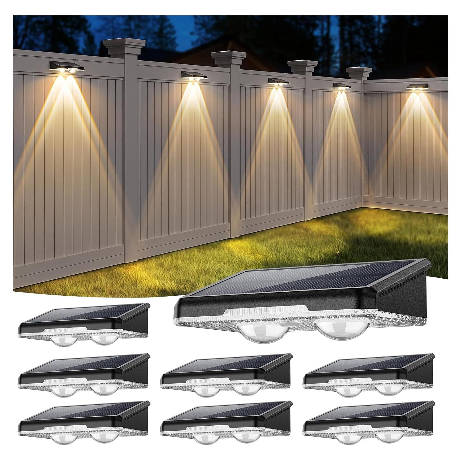 Luces Solares para Cercas UGDLUCK 8 Pack RGB y Blanco Cálido