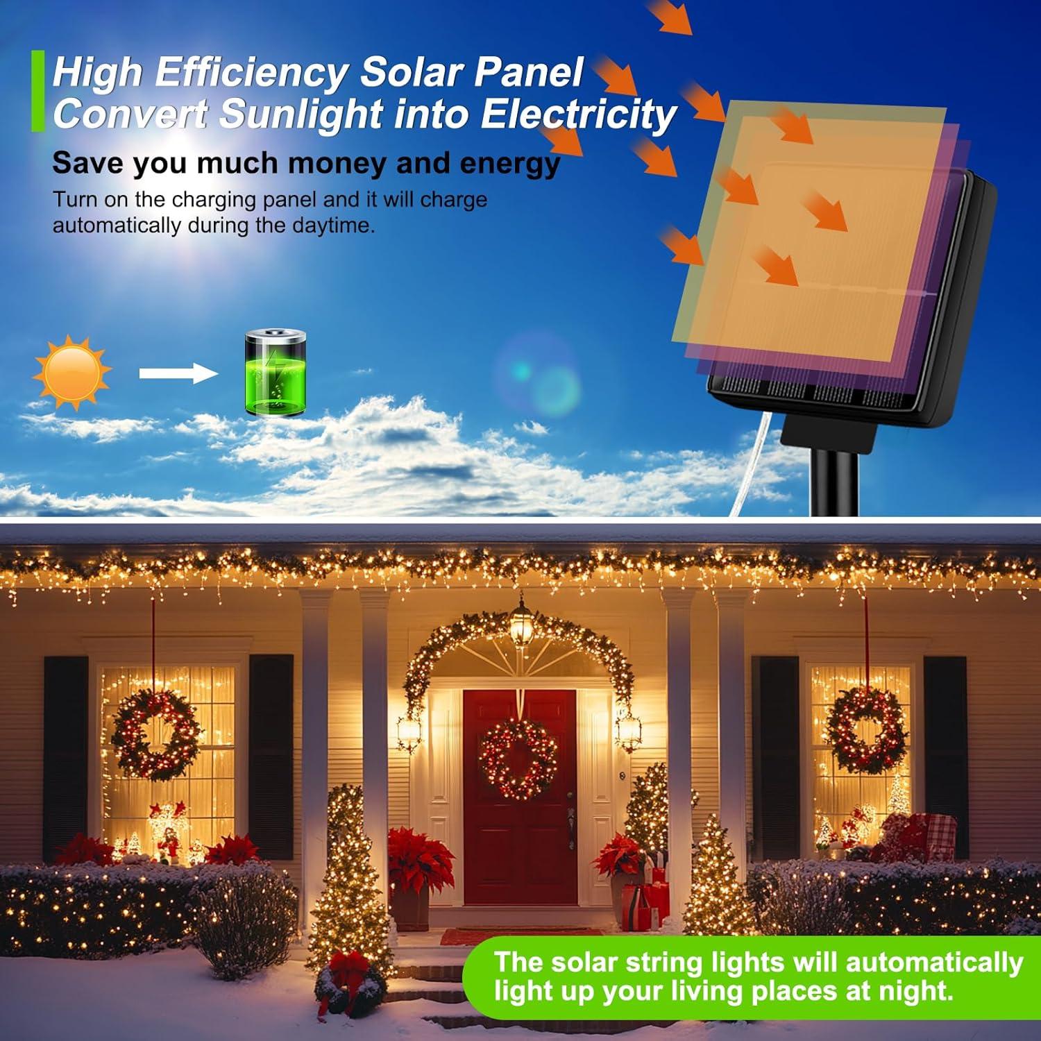 Luces de Cadena Solares Brightever 24.38m 200LED Blanco Cálido