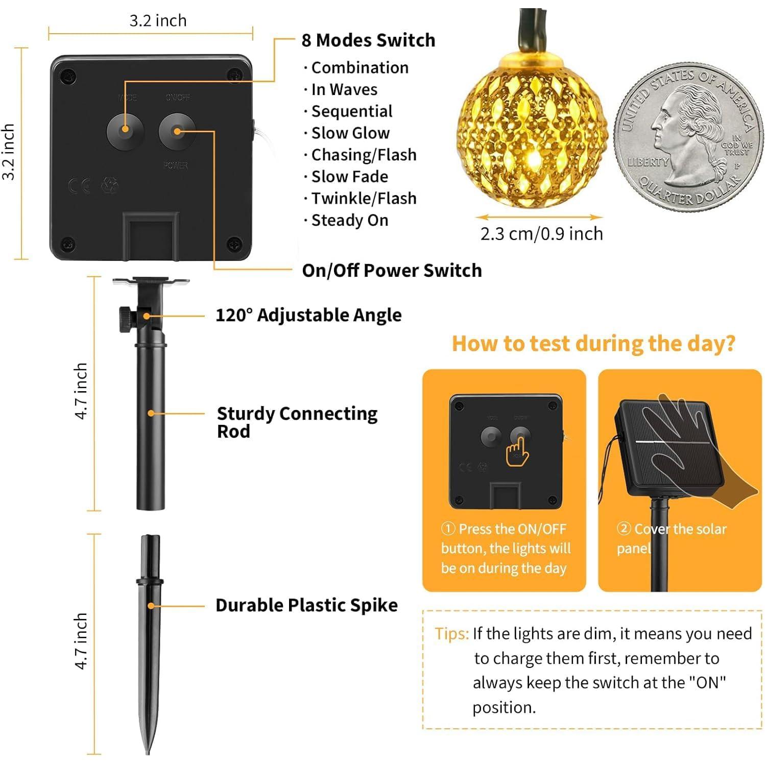 Luces de Cuerda Solares Brightown 60 LED 11 m IP65 Exterior