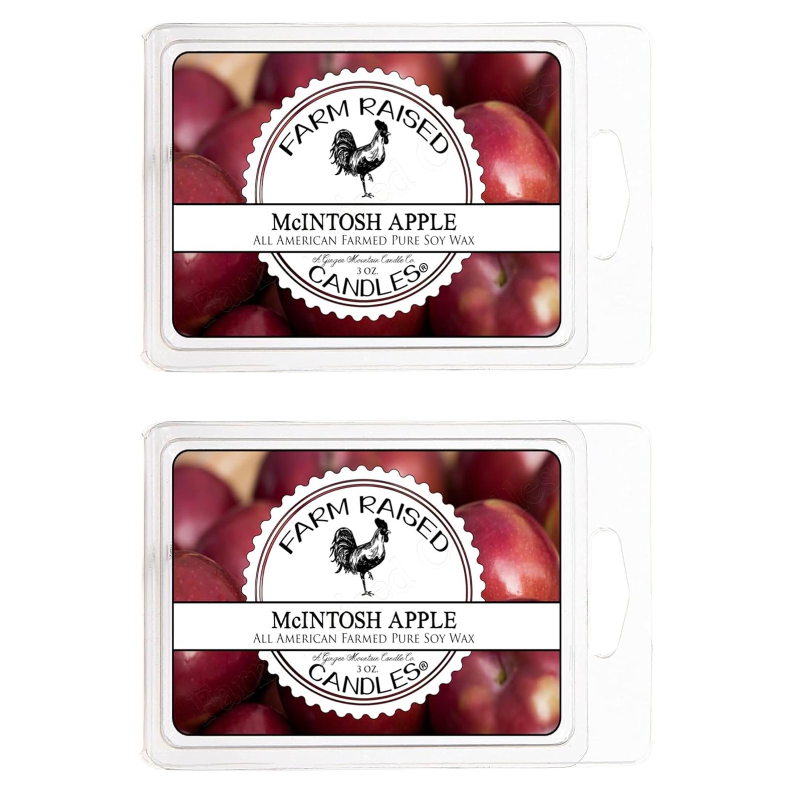 Melts de Cera de Soja Manzana McIntosh - Velas Criadas en Granja - 2 Paquetes de 170g