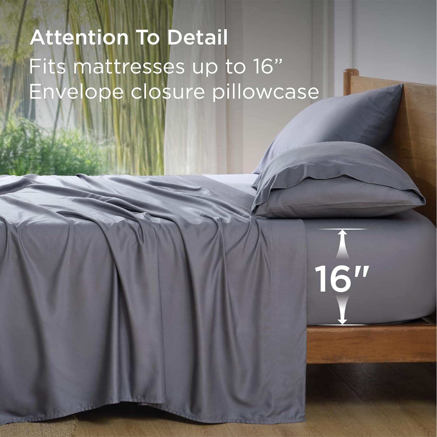 Juego de Sábanas Queen Bedsure Refrigerantes Rayón Bambú Gris