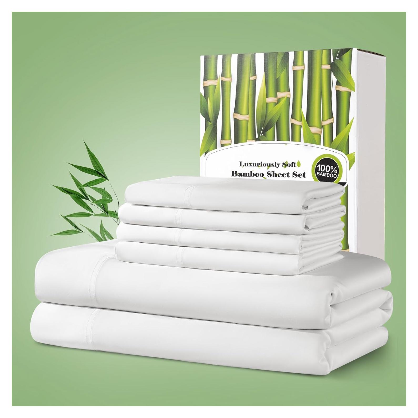 Juego de Sábanas Queen Shilucheng 100% Viscosa de Bambú 6 Piezas
