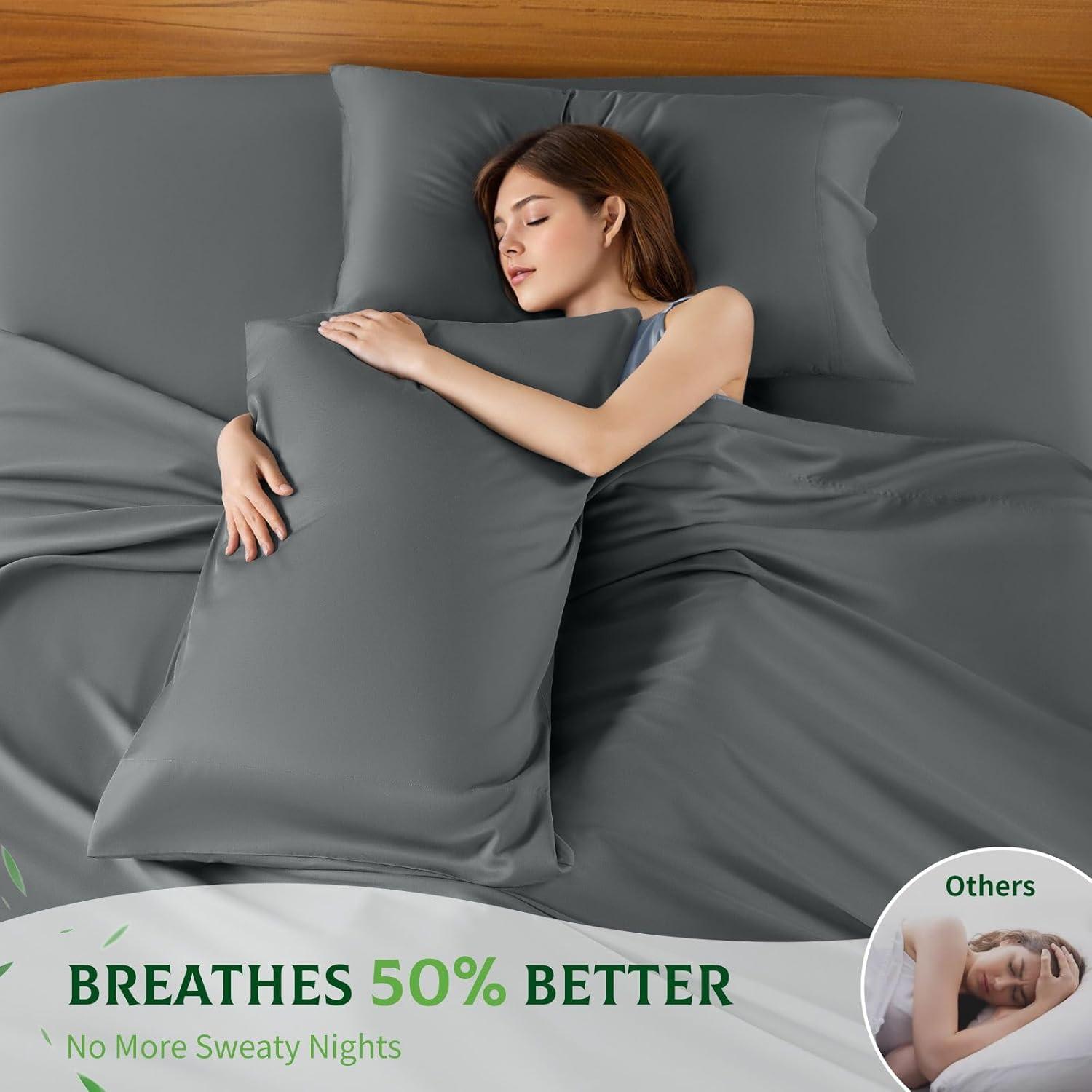 Sábanas SONORO KATE Reina 100% Viscosa Bambú Gris Oscuro