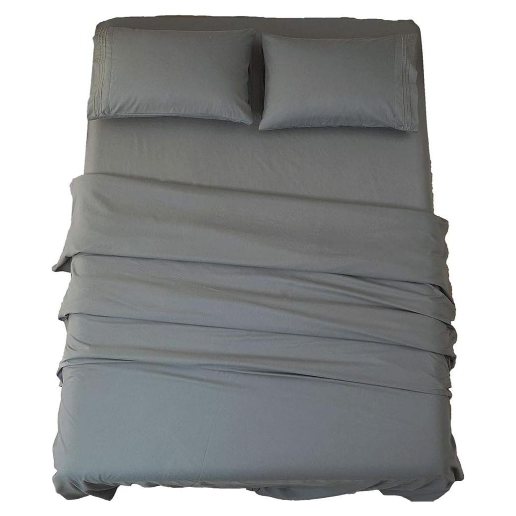 Juego de Sábanas Reina SONORO KATE Microfibra 1800 Hilos Gris