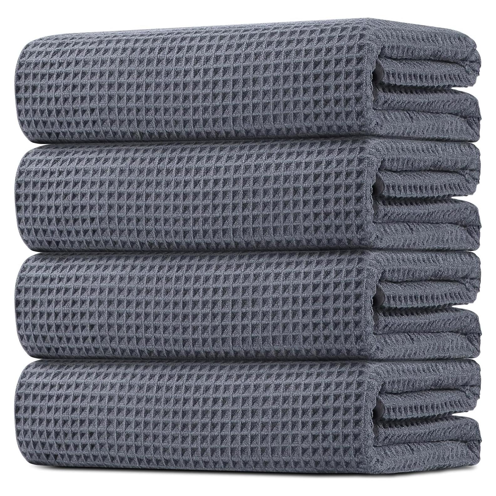 Juego de Toallas de Baño HOMEXCEL 4 Piezas Microfibra Gris 68x137 cm