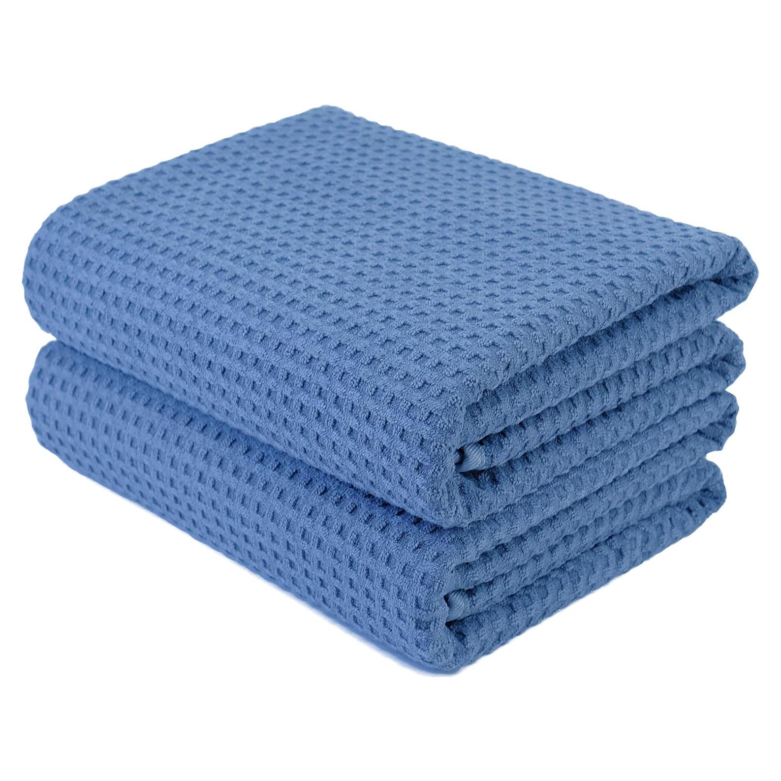 Toallas de Baño de Microfibra POLYTE 76x152 cm Juego de 2 Azul