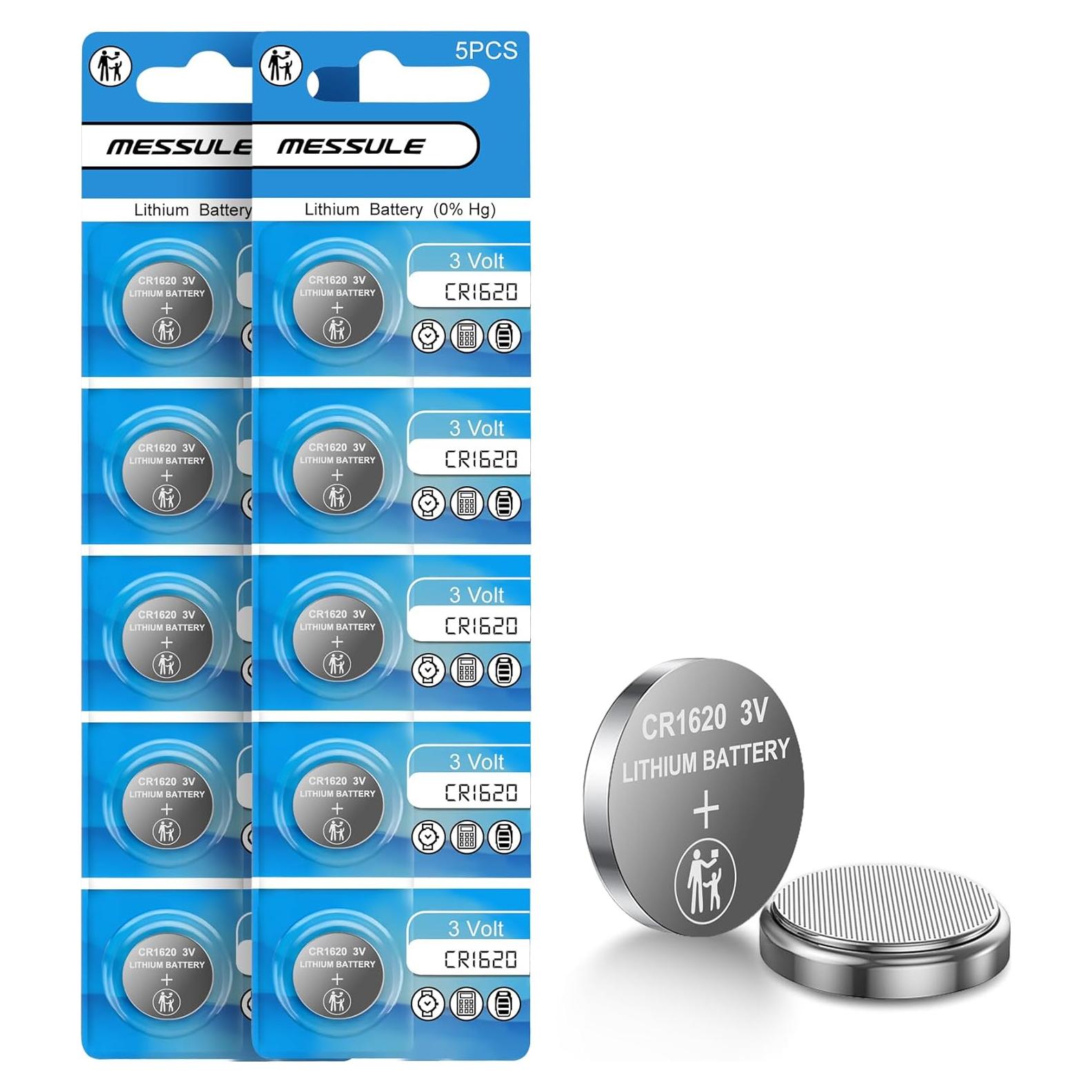 Baterías CR1620 Messule Paquete de 10 Células de Litio 3V