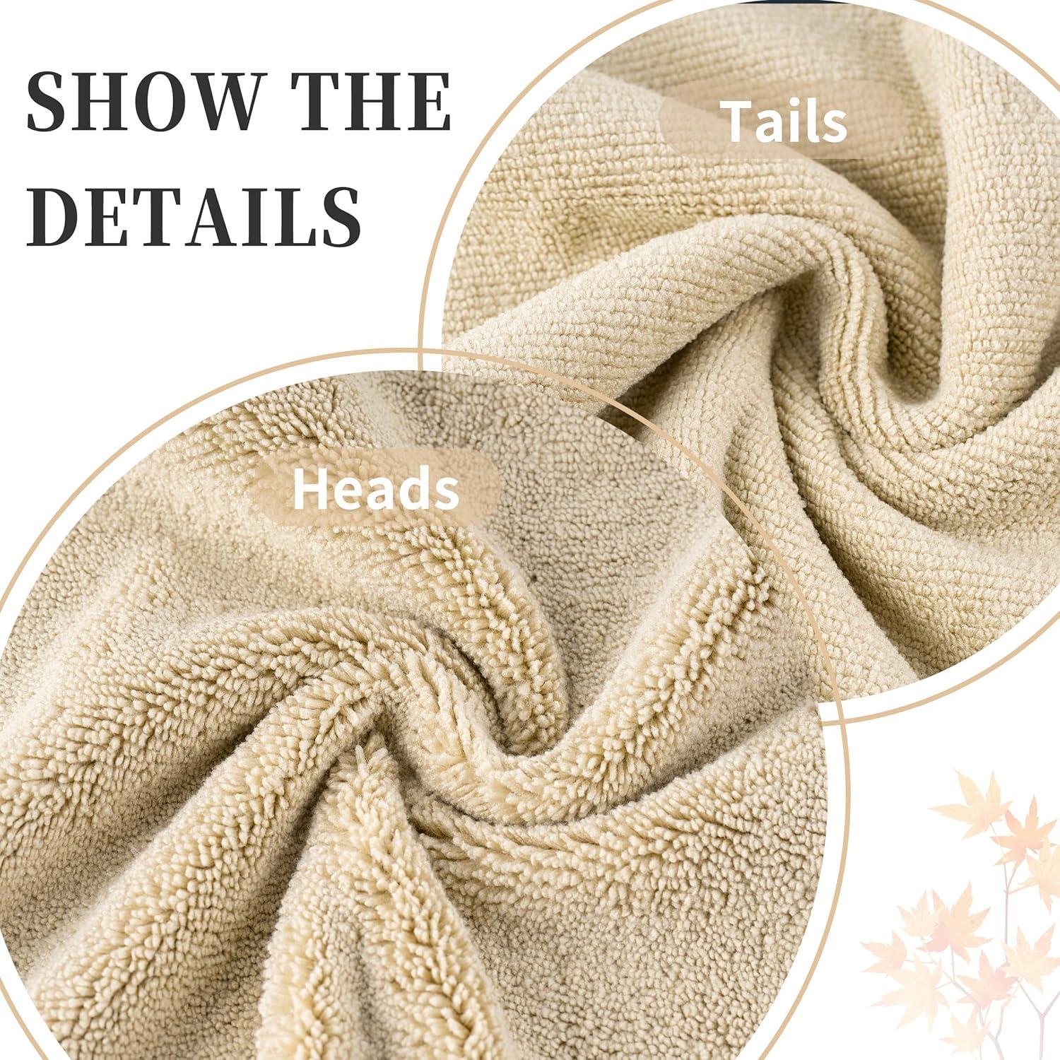 Juego de Toallas de Baño Microfibra Beige 3 Piezas Secado Rápido