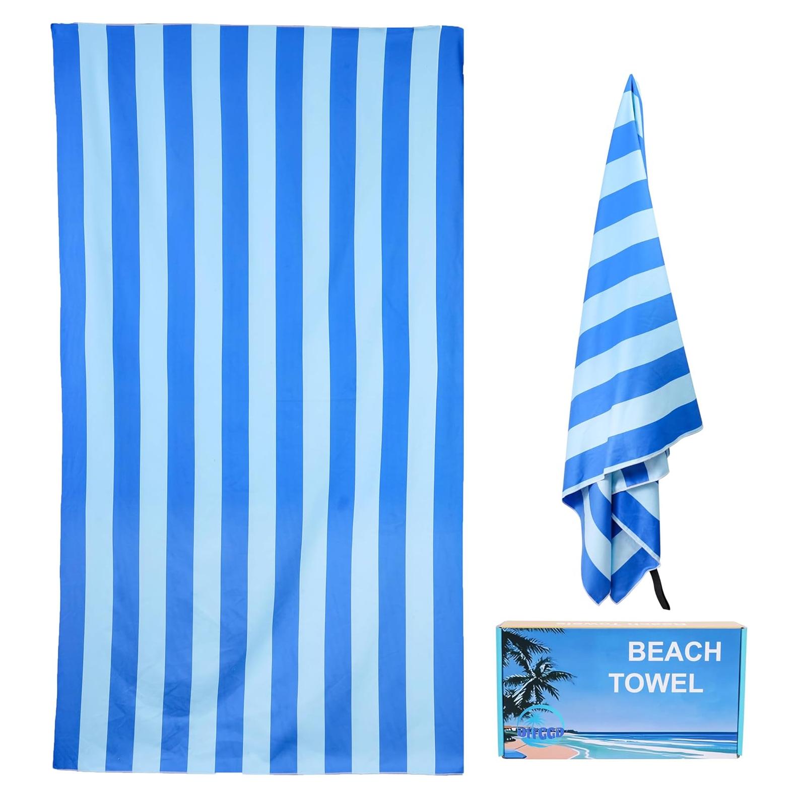 Toalla de Playa Microfibra DFFGGD 180x99 cm Azul Rayas