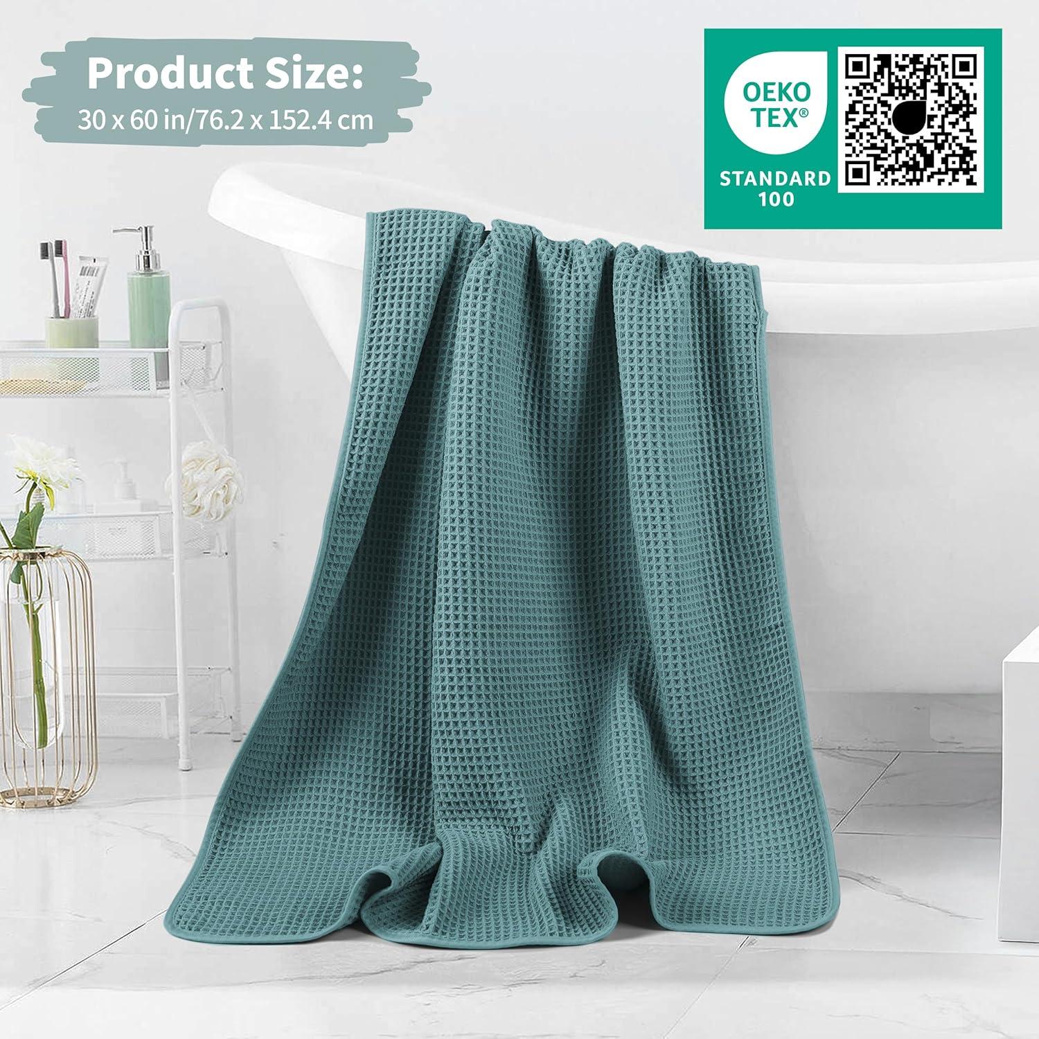 Toallas de Baño Microfibra Waffle Verde 2 Piezas 76x152 cm