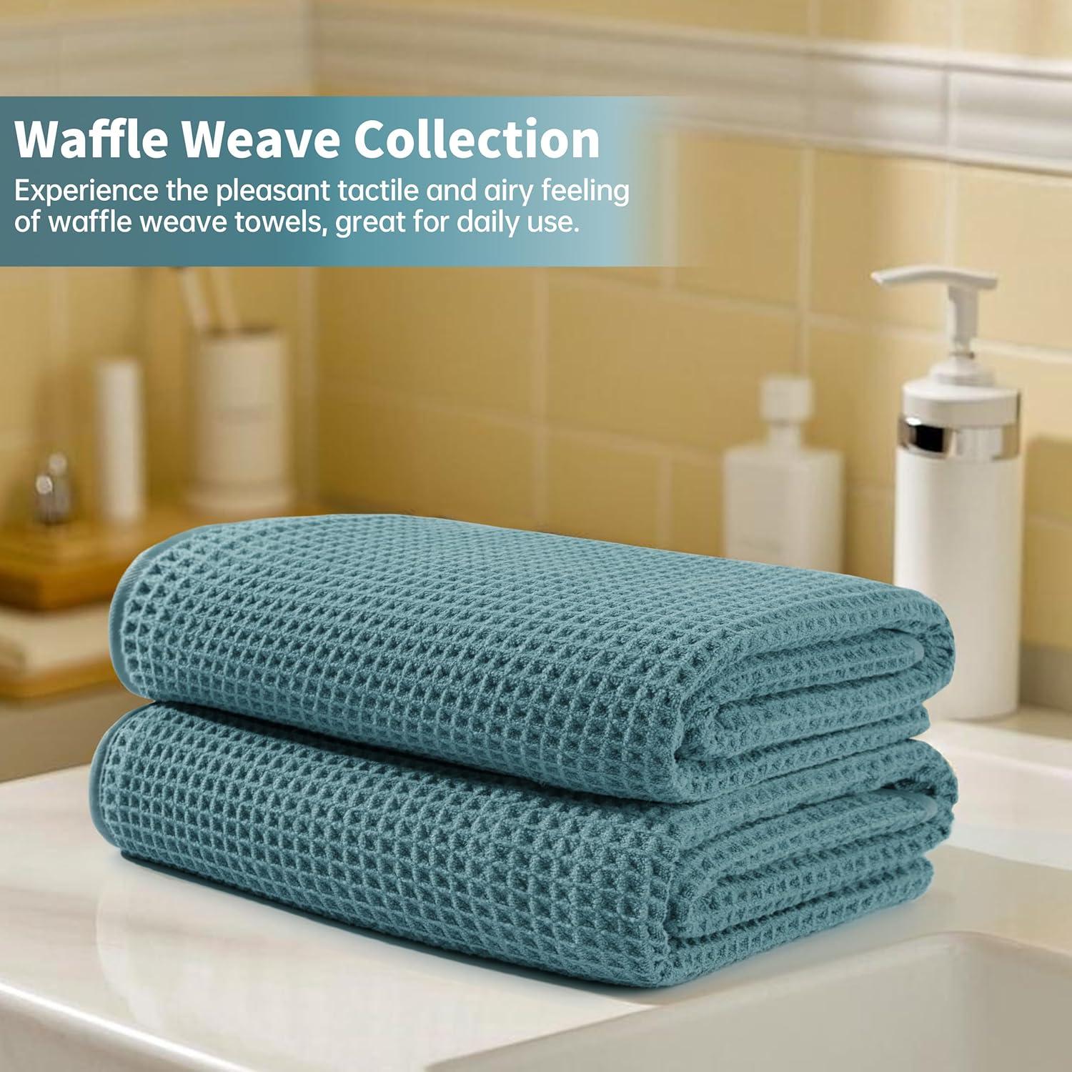 Toallas de Baño Microfibra Waffle Verde 2 Piezas 76x152 cm