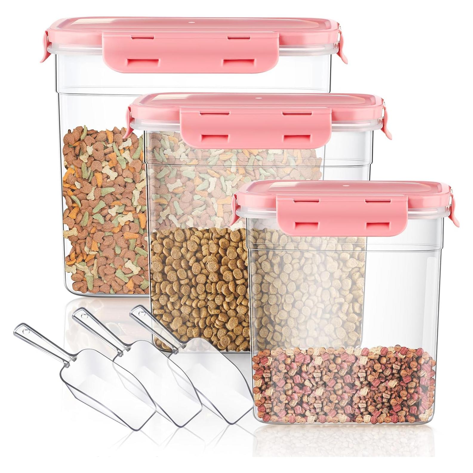 Contenedores de Almacenamiento para Comida de Mascotas Patelai - 3 Piezas Rosa